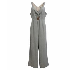 Le Lis Linen look cut out front jumpsuit Blue White Medium